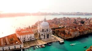 an aerial picture of a Wedding venue in Venice